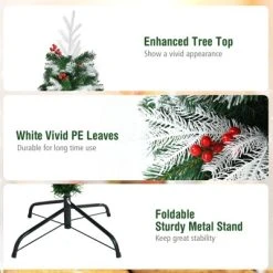 Tangkula Premium Unlit Christmas Tree, Snow Flocked Hinged Artificial Christmas Tree Pine Full Tree with Solid Metal Stand -Northlight Christmas Store GUEST 50b817c7 f092 41e7 8594 5579607b1521