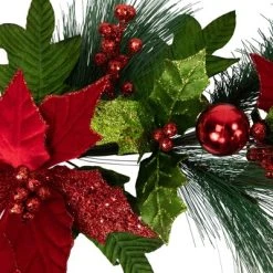 Northlight 48" Glittered Red Poinsettia and Long Pine Christmas Swag, Unlit -Northlight Christmas Store GUEST 51741453 6ae9 4a1a a52d 4b5740adf110