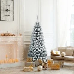 Costway 4.5Ft Unlit Hinged Snow Flocked Artificial Pencil Christmas Tree w/ 242 Branch -Northlight Christmas Store GUEST 51d616fb 5dc2 46e2 b8fe 5e13b310e9ba
