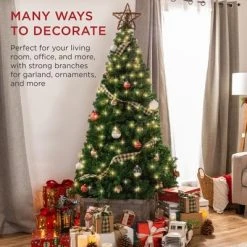 Best Choice Products 6ft Pre-Lit Premium Hinged Artificial Christmas Pine Tree w/ 1,000 Tips, 250 LED Lights, Metal Base -Northlight Christmas Store GUEST 530d1451 6714 4d91 9933 369b806cec3a