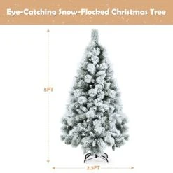 Tangkula 5FT Hinged Slim Artificial Xmas Tree, Snow-Flocked Pencil Christmas Tree W/ 470 Branch Tips -Northlight Christmas Store GUEST 54226af6 bb2c 4f6e 82fd 46e951895a1b
