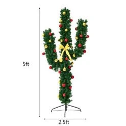 Tangkula 5'Artificial Cactus Christmas Tree Pre-Lit Optical Fiber w/ LED Lights & Ball Ornaments -Northlight Christmas Store GUEST 54607823 ab85 479c 8293 6fb9f910e3b6