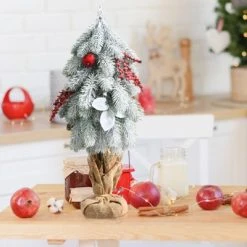 Tangkula 19" Mini Snow Flocked Xmas Tree Tabletop Artificial Christmas Tree w/ 59 Tips Burlap Cement Sand -Northlight Christmas Store GUEST 54aa4776 5aa2 44d1 959d 2ff7aec38527