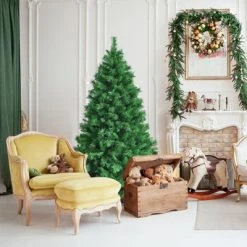 Tangkula Pre-Lit Hinged Lifelike Xmas Tree, Lush Artificial Christmas Tree W/ PVC Tips LED Lights 8 Flash Modes -Northlight Christmas Store GUEST 54dc91dd 1f99 4b29 9e8f 06c49e28f56d