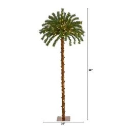 5ft Nearly Natural Pre-Lit LED Palm Artificial Christmas Tree Warm White Lights