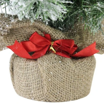 Northlight 18" Flocked Pine Medium Artificial Christmas Tree in Burlap Base - Unlit 6 Northlight 18" Flocked Pine Medium Artificial Christmas Tree in Burlap Base - Unlit - Image 4