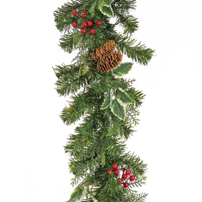 National Tree Company First Traditions Pre-Lit Christmas Evergeen Garland with Pinecones and Berries, Warm White LED Lights, Plug In, 6 ft 4 National Tree Company First Traditions Pre-Lit Christmas Evergeen Garland with Pinecones and Berries, Warm White LED Lights, Plug In, 6 ft - Image 2