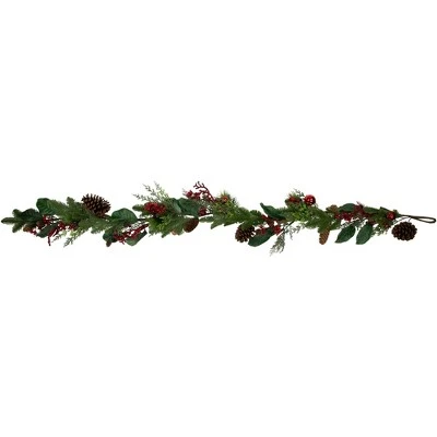 Northlight 6' Green and Red Pinecones and Berries Artificial Christmas Garland- Unlit 5 Northlight 6' Green and Red Pinecones and Berries Artificial Christmas Garland- Unlit - Image 3
