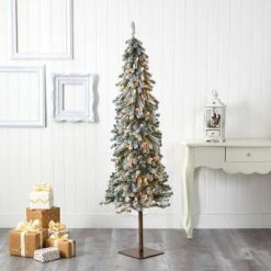 6ft Nearly Natural Pre-Lit Flocked Alpine Artificial Christmas Tree Clear Lights -Northlight Christmas Store GUEST 5802fdd0 a53a 4c6a a915 40165919e580