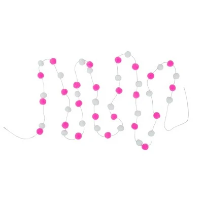 Northlight 9' Pink and White Plush Snowball Christmas Garland 4 Northlight 9' Pink and White Plush Snowball Christmas Garland - Image 2