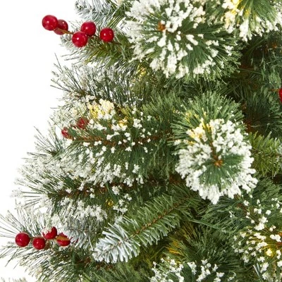 4ft Nearly Natural Pre-Lit LED Frosted Swiss Pine Artificial Christmas Tree Clear Lights 4 4ft Nearly Natural Pre-Lit LED Frosted Swiss Pine Artificial Christmas Tree Clear Lights - Image 2