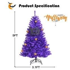 Tangkula Artificial Purple Christmas Tree, Prelit Purple Halloween Tree w/ Orange LED Lights & Pumpkin Ornaments -Northlight Christmas Store GUEST 58fd8296 da00 4b6a a348 0c56cc474c1a