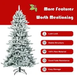 Costway 7Ft Premium Hinged Snow Flocked Slim Artificial Christmas Fir Tree w/ Pine Cones 16 Costway 7Ft Premium Hinged Snow Flocked Slim Artificial Christmas Fir Tree w/ Pine Cones -Northlight Christmas Store GUEST 5908f5d3 e4fe 4c45 81a0 29efd3ecf89c