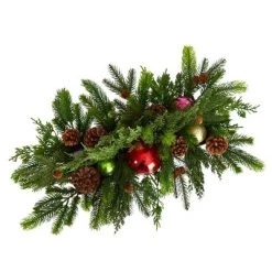 Nearly Natural 24-in Cedar Pine, Pinecones and Ornaments Artificial Christmas Arrangement in Tin Vase -Northlight Christmas Store GUEST 59d18e0e fd3c 4673 9136 a5c98265aaaf