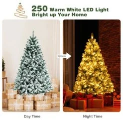 Tangkula 6FT Snow Flocked Artificial Christmas Hinged Tree Pre-lit Artificial Xmas Full Tree with 928 Branch Tips -Northlight Christmas Store GUEST 5a33d303 06d4 4f2d 8657 44f1cfedc2d9