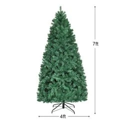 Costway 7Ft/7.5Ft/8Ft Pre-Lit PVC Christmas Tree Hinged 300/400/430 Lights