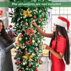 Tangkula 7.5FT Pre-lit Upside Down Christmas Tree, Artificial Tree w/400 Warm White LED Lights & 8 Lighting Modes, Snowy Inverted Christmas Tree -Northlight Christmas Store GUEST 5aa3ddd1 7880 4ed4 9bc5 aea2a57a1c0d