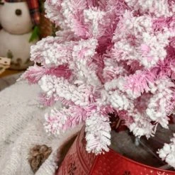 HOMCOM 7.5' Tall Unlit Snow Flocked Artificial Christmas Tree Slim Pencil Xmas Tree with Pine Shape and Realistic Branches, Pink -Northlight Christmas Store GUEST 5aa48fb9 e530 4815 88f2 7cf21d035b72