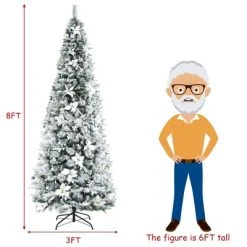 Tangkula 8FT Slim Pencil Tree Hinged Artificial Christmas Tree W/ 807 Branches Tips -Northlight Christmas Store GUEST 5ab25423 56ef 465a a67b aaf14bd415f4
