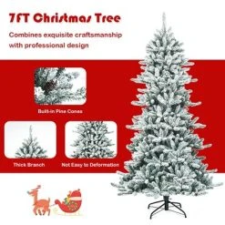 Costway 7Ft Premium Hinged Snow Flocked Slim Artificial Christmas Fir Tree w/ Pine Cones 17 Costway 7Ft Premium Hinged Snow Flocked Slim Artificial Christmas Fir Tree w/ Pine Cones -Northlight Christmas Store GUEST 5af79227 ff51 4c03 b65e 1e7eb00b18df