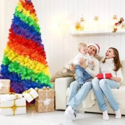 Tangkula 7FT Artificial Hinged Christmas Tree Colorful Rainbow Full Fir Xmas Tree with 1213 Branch Tips -Northlight Christmas Store GUEST 5ba52441 3ee9 4dc4 8c16 30bdbbed209f