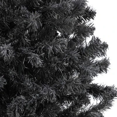 National Tree Company 7 Foot Full Bodied Flocked Unlit Sleek Halloween Event Artificial Christmas Tree with 1,133 Branch Tips, & Metal Stand, Black 4 National Tree Company 7 Foot Full Bodied Flocked Unlit Sleek Halloween Event Artificial Christmas Tree with 1,133 Branch Tips, & Metal Stand, Black - Image 2