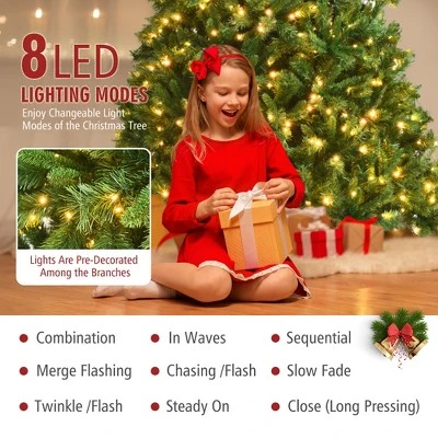 Costway 9ft Pre-Lit Artificial Hinged Christmas Tree w/8 Modes LED Lights and Foot Pedal 9 Costway 9ft Pre-Lit Artificial Hinged Christmas Tree w/8 Modes LED Lights and Foot Pedal - Image 7