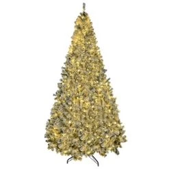 HOMCOM Prelit Artificial Christmas Tree Holiday Decoration with Snow Flocked Branches, Warm White LED Lights, Auto Open, Green -Northlight Christmas Store GUEST 5c6cca3a a209 4352 a2a1 d91c2a69cc2f