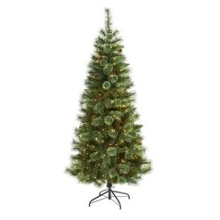 Nearly Natural Pre-Lit LED White Mountain Pine Artificial Christmas Tree with Pinecones Clear Lights 15 Nearly Natural Pre-Lit LED White Mountain Pine Artificial Christmas Tree with Pinecones Clear Lights -Northlight Christmas Store GUEST 5cf8da94 e300 4fd0 998f 8431420c71f0