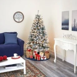 6ft Nearly Natural Pre-Lit LED Flocked Rock Springs Spruce Artificial Christmas Tree Clear Lights -Northlight Christmas Store GUEST 5e596426 8d9b 4b57 abd4 bd67ff0dc76b