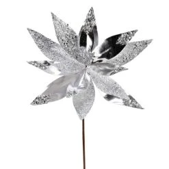 Vickerman 13" Shiny Glitter Poinsettia Spray