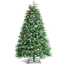 Tangkula Hinged Life-Like Christmas Tree W/ LED Lights Pre-Lit Artificial Xmas Tree W/ PE & PVC Leaves -Northlight Christmas Store GUEST 5f4ebd8d 7b8a 4957 8cae 69bcc65cbb3e
