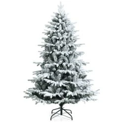 Tangkula Snow Flocked Christmas Tree, Pre-lit Artificial Xmas Tree w/ LED Lights & PE & PVC Branch Tips -Northlight Christmas Store GUEST 5f7097b7 8f0b 4e41 b947 e931161f7b43