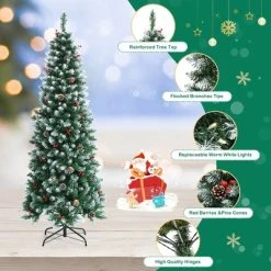 Costway 7ft Pre-lit Artificial Hinged Pencil Christmas Tree Decorated Snow Flocked Tips 15 Costway 7ft Pre-lit Artificial Hinged Pencil Christmas Tree Decorated Snow Flocked Tips -Northlight Christmas Store GUEST 5f8cf116 691e 41d4 8a82 ab7511d1ba52