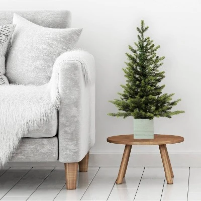 Haute Decor Haute Décor 30" Battery Operated Pre-Lit LED Fraser Fir Artificial Christmas Tree in Wood Pot White Lights 4 Haute Decor Haute Décor 30" Battery Operated Pre-Lit LED Fraser Fir Artificial Christmas Tree in Wood Pot White Lights - Image 2