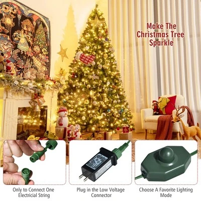 Costway 9ft Pre-Lit Artificial Hinged Christmas Tree w/8 Modes LED Lights and Foot Pedal 10 Costway 9ft Pre-Lit Artificial Hinged Christmas Tree w/8 Modes LED Lights and Foot Pedal - Image 8