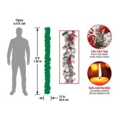 National Tree Company Artificial Christmas Garland, Silver, Evergreen, Decorated with Ball Ornaments, Berry Clusters, Christmas Collection, 6 Feet -Northlight Christmas Store GUEST 618b7c5b 7d9b 4d92 8870 07bce5fc88f1