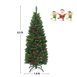 Tangkula Pencil Christmas Tree Hinged Artificial Slim Xmas Tree with Sturdy Metal Stand -Northlight Christmas Store GUEST 61b26a9e ab1a 4b27 8c8f bc79ad47aec7