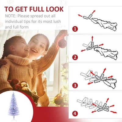 HOMCOM Pre-Lit Douglas Fir Artificial Christmas Tree with 230 Tips, 26 Fiber Optic Lights, White/Blue 7 HOMCOM Pre-Lit Douglas Fir Artificial Christmas Tree with 230 Tips, 26 Fiber Optic Lights, White/Blue - Image 5