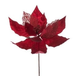 Vickerman 11" Velvet and Glitter Mesh Poinsettia Flower on Steem -Northlight Christmas Store GUEST 62e9c6b3 766d 4ff1 917a 1f1203fd014e