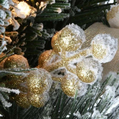National Tree Company Pre-Lit Artificial Christmas Teardrop, Green, Colonial Fir, White Lights, with Pine Cones, Flowers, Frosted Branches,32 Inches 6 National Tree Company Pre-Lit Artificial Christmas Teardrop, Green, Colonial Fir, White Lights, with Pine Cones, Flowers, Frosted Branches,32 Inches - Image 4