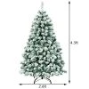Costway 4.5Ft Pre-Lit Premium Snow Flocked Hinged Artificial Christmas Tree w/200 Lights