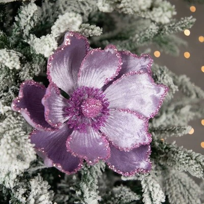 Northlight 24" Glittered Lavender Magnolia Christmas Stem Spray 3 Northlight 24" Glittered Lavender Magnolia Christmas Stem Spray