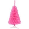 Costway 3 ft Premium Artificial Christmas Mini Tree Holiday Season Pink w/ Plastic Stand