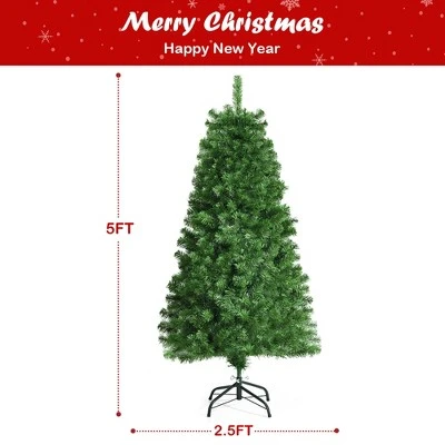 Costway 5ft Pre-lit Fiber Optic PVC Artificial Christmas Tree w/ 449 Branch Tips 5 Costway 5ft Pre-lit Fiber Optic PVC Artificial Christmas Tree w/ 449 Branch Tips - Image 3