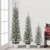 Puleo 3pc Unlit Flocked Pencil Artificial Christmas Tree in Galvanized Pot 2 Puleo 3pc Unlit Flocked Pencil Artificial Christmas Tree in Galvanized Pot -Northlight Christmas Store GUEST 64a406ec 2209 4192 a66c af1d1d9e55f3