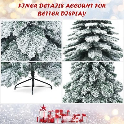 Tangkula Snow Flocked Artificial Christmas Tree Hinged Alaskan Pine Decoration Tree 9 Tangkula Snow Flocked Artificial Christmas Tree Hinged Alaskan Pine Decoration Tree - Image 7