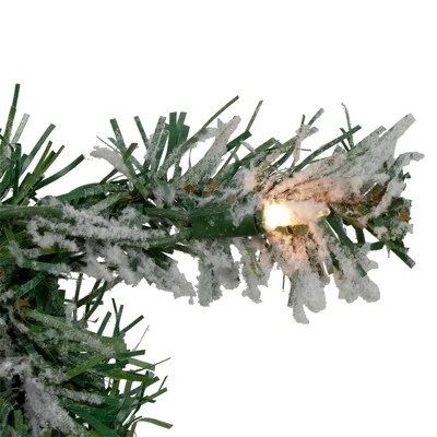 Northlight 9' x 8" Pre-lit Flocked Victoria Pine Artificial Christmas Garland - Clear Lights 3 Northlight 9' x 8" Pre-lit Flocked Victoria Pine Artificial Christmas Garland - Clear Lights