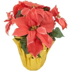 Northlight 14.5" Dark Pink Artificial Christmas Poinsettia with Gold Wrapped Base -Northlight Christmas Store GUEST 6531c1fe 197d 4201 90d5 924800950c7e