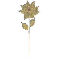 Northlight Glittered Poinsettia Artificial Floral Stem Spray - Brown - 28"